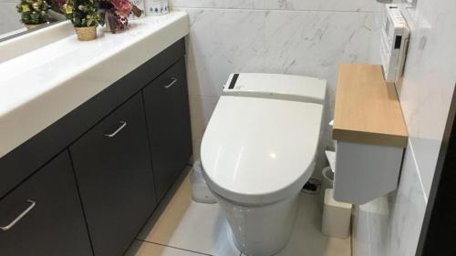 a bathroom with a white toilet and a sink at Toyoko Inn Kobe Minatogawa Koen in Kobe