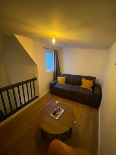 un salon avec un canapé et une table dans l'établissement Hypercentre Toulouse 10 joli studio climatisé, à Toulouse