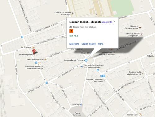 Un mapa de Google de los lugares de interés británicos en Hotel Valganna en Milán