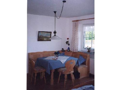 a dining room with a table and chairs and a window at Appartement Haus Anja in Bad Füssing
