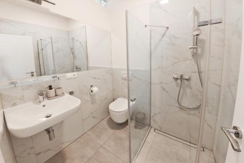 Koupelna v ubytování Hotel Slanica