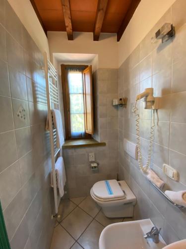 a bathroom with a toilet and a sink at Tenuta La Lupa in Castellina Marittima