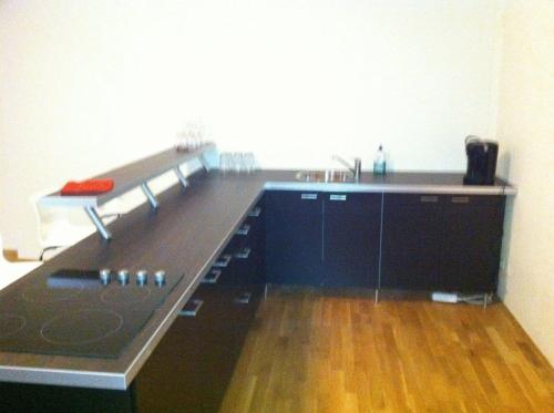 a kitchen with a sink and a counter top at Appartment München Isartor in Munich