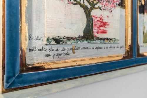 a painting of a tree in a blue frame at Villa9centob&b in Castel di Lama