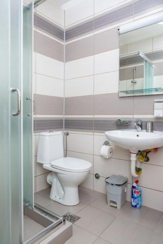 a bathroom with a toilet and a sink at Smeštaj Luka in Soko Banja