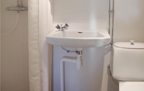 a bathroom with a white sink and a toilet at Bolmen in Bolmen