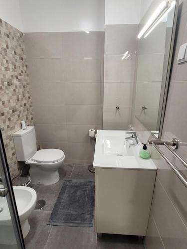 a bathroom with a toilet and a sink and a shower at StaynFeel 02 in Fátima