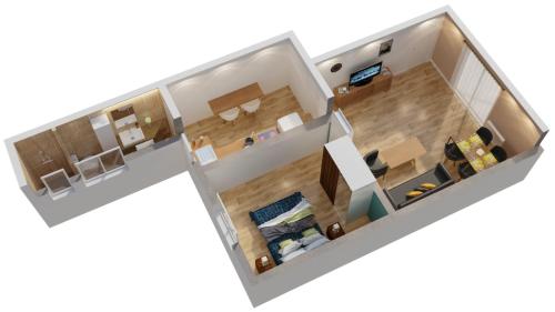 a rendering of a small apartment at Le Green St Léon : Lit Queen Size * WIFI * Idéal Couple in Colmar