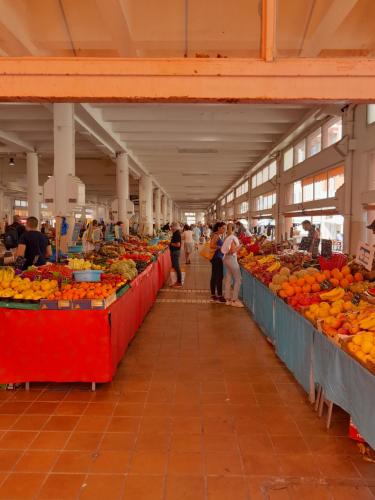 un marché avec de nombreuses tables remplies de fruits et légumes dans l'établissement FORVILLE APARTMENT Cannes, à Cannes