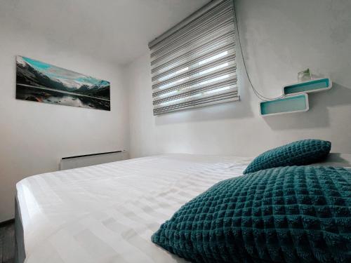 a bedroom with a large bed and a window at Luxury Apartman ASIA Rijeka in Rijeka