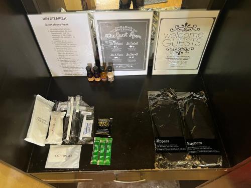 a display of products on a black counter top at INN D’ZaireH in Molino