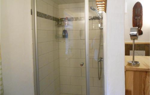 a shower with a glass door in a bathroom at Stunning Home In Spangenberg With Wifi in Spangenberg