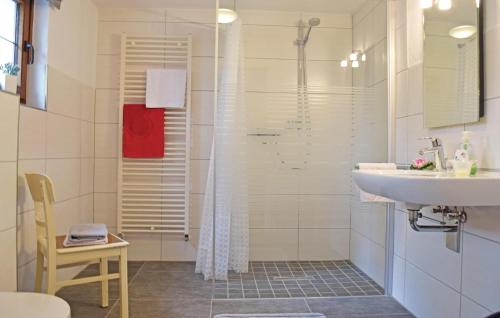 a bathroom with a sink and a shower at Lovely Apartment In Winterberg-altenfeld With Wifi in Winterberg