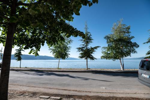 a road with a view of the water at Elton Home Tushemisht in Pogradec