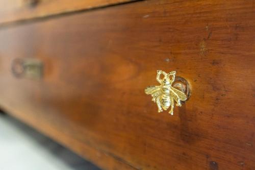 a brown drawer with a gold spider on it at Piran Holiday Apartments in the city center in Piran