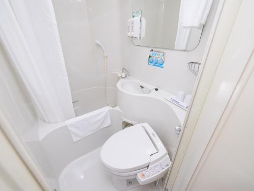 a small bathroom with a toilet and a sink at Super Hotel Shinyokohama in Yokohama
