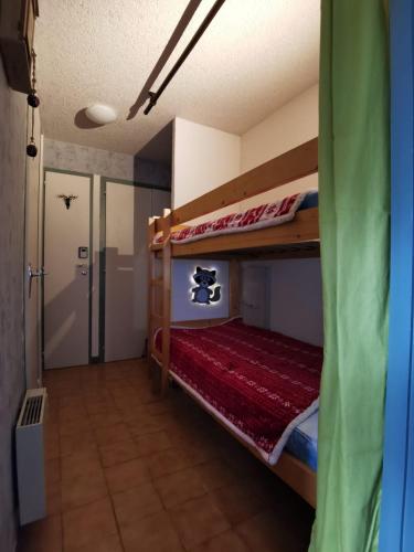 une chambre avec deux lits superposés dans une pièce dans l'établissement Studio rénové Portes du Soleil Chatel Abondance, à Abondance