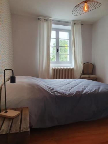 a bedroom with a large bed and a window at Gîtes Saint-Pierre in Oloron-Sainte-Marie