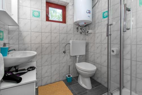 a bathroom with a toilet and a sink at Vila Tea in Novi Vinodolski