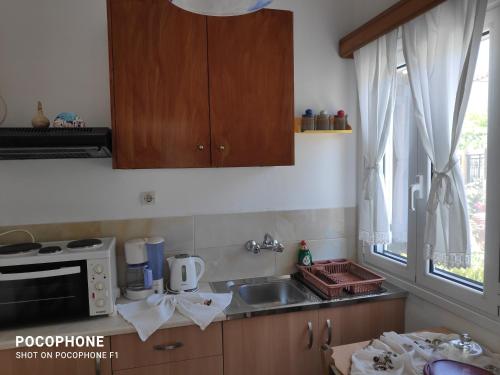 Kuchyň nebo kuchyňský kout v ubytování Katerina Apartments