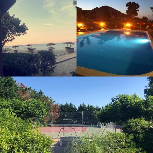 Bazén v ubytovaní Joli T2 les pieds dans l’eau , piscine tennis.... alebo v jeho blízkosti