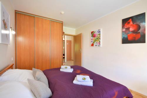 Katil atau katil-katil dalam bilik di Sea-View Apartamenty Bielik