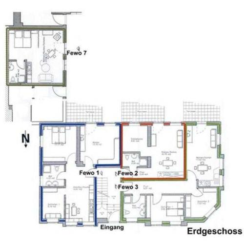 Grundriss eines Hauses mit Diagrammen in der Unterkunft "Haus Rubert" 4 Sterne Fewos, strandnah in Zinnowitz
