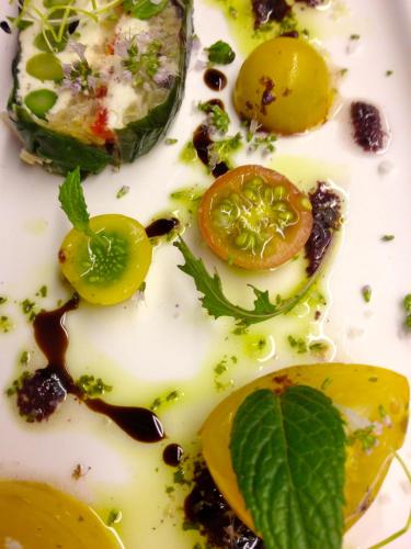 a plate of food with fruits and vegetables on it at Shadow Lawn Inn in Rothesay