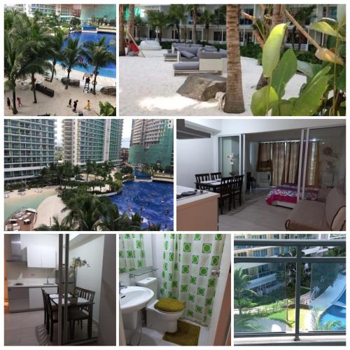 un collage de fotos de un hotel y un complejo en Azure condotel staycation, en Manila