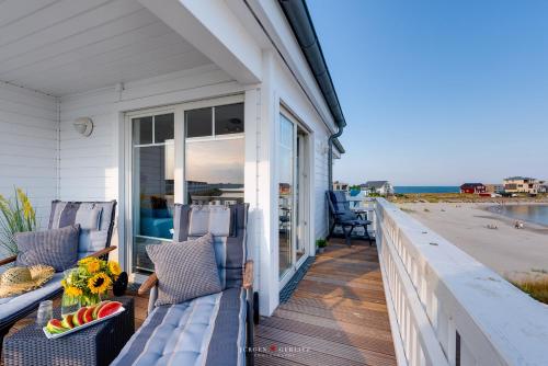 Χώρος καθιστικού στο Ferienhaus Captains Hus