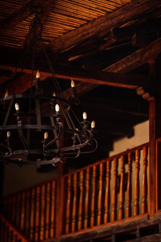 a chandelier hanging from the ceiling of a building at Hotel Fundo Achamaqui in Chachapoyas