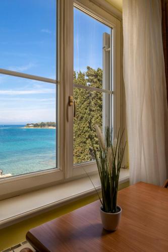 a window with a view of the ocean at Villa Valdepian Apartments in Savudrija