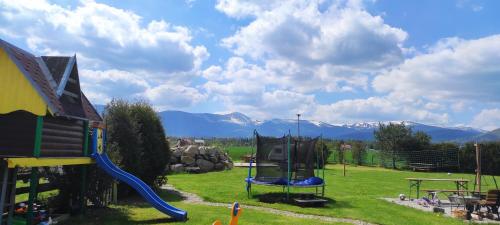 a park with a playground with a slide and a swing set at Willa Kolorowa Chata 6 km Od Karpacza in Mysłakowice