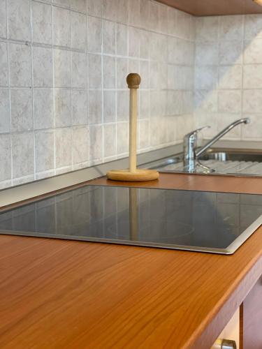 a kitchen counter with a sink with a faucet at Beach house Evita in Prožura
