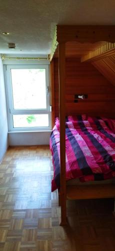 a bedroom with a bunk bed and a window at Casa Servatius in Briedel