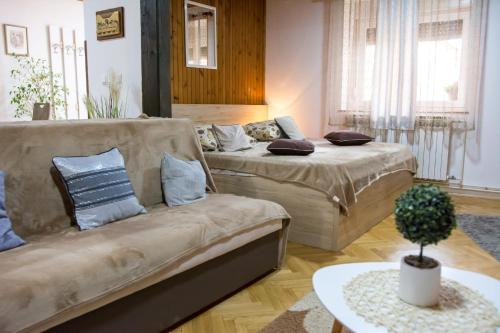 - un salon avec un canapé dans l'établissement Apartman Joso, à Sukošan