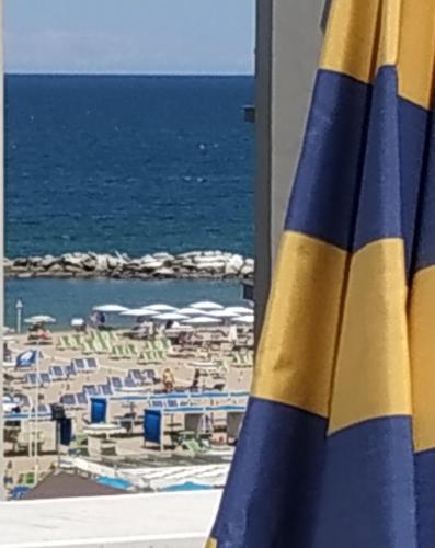 a view of the ocean from a hotel window at Residence Sangiorgi in Cattolica