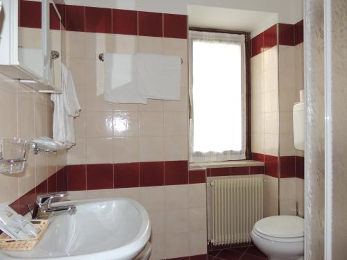 a bathroom with a sink and a toilet at Albergo Eden in Passo del Tonale