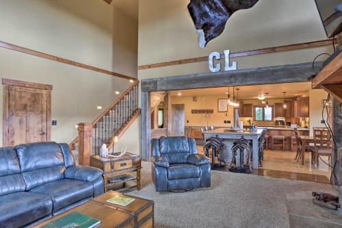 a living room with a couch and chairs and a table at Sturgis Home with Private Hot Tub Golf and Hike! in Sturgis