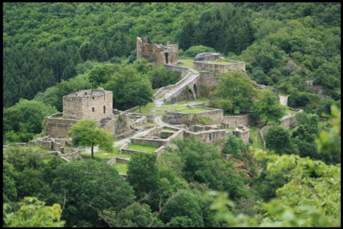 an old castle in the middle of a forest at Chalet im Spiel- und Obstgarten in Keidelheim