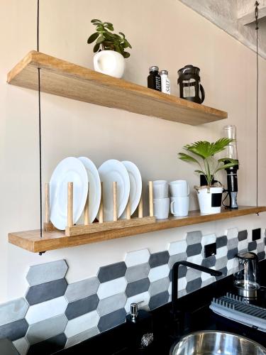 Kuchyň nebo kuchyňský kout v ubytování Beminimal Hotel