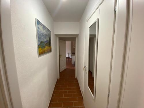 a hallway with a mirror and a painting on a wall at Agriturismo TERRANERA in Scansano