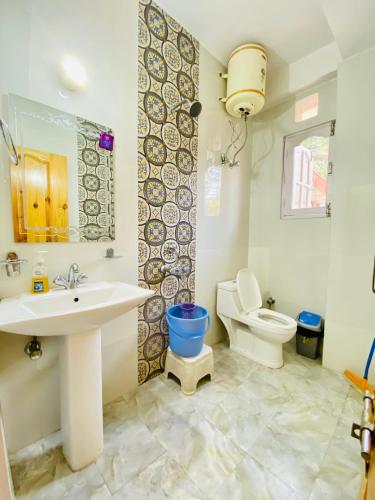 a bathroom with a sink and a toilet at Sai Cottage Shimla in Shimla