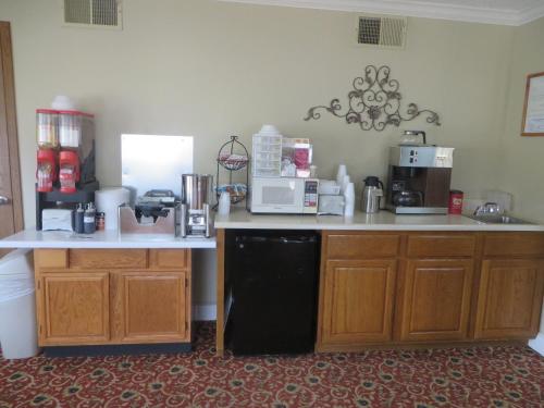 a kitchen with a counter with a black dishwasher at Honeysuckle Inn in Mountain View
