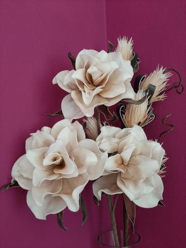 a bouquet of white flowers in a vase at B&B degli Allori in Moggiona