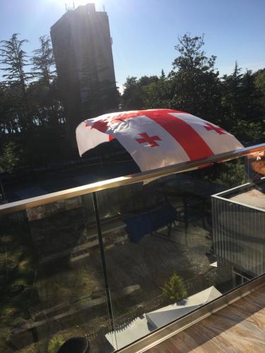 a wing of an airplane on top of a building at hotel twins G&G in K'obulet'i