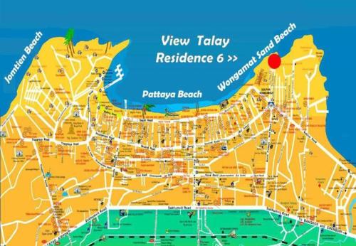 a map of new tikrit with a red dot at View Talay Residence 6 Wongamat Sand Beach in North Pattaya