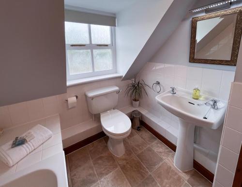 a bathroom with a toilet and a sink at Campden Place - 2 Bed Home in Central Chipping Campden in Chipping Campden