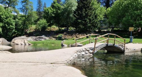 a small bridge over a river with a slide at Villa Axarquía de Gredos in Arenas de San Pedro