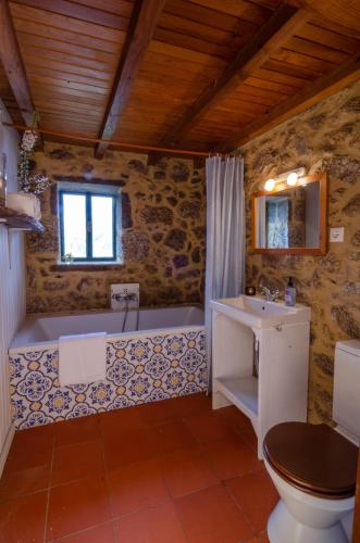 a bathroom with a tub and a toilet and a sink at Special Farmstay, Faia-Guarda in Faia